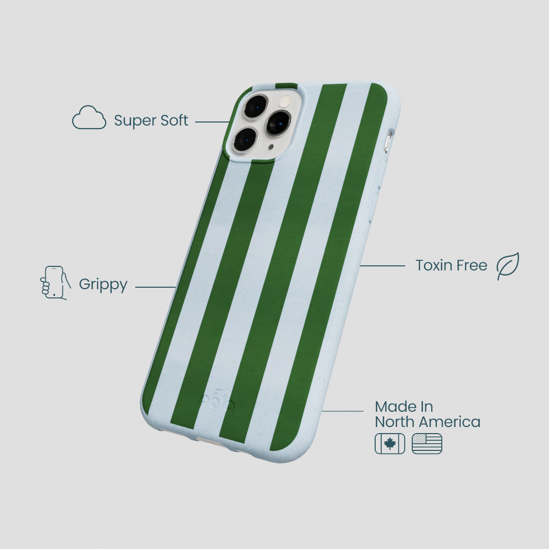 Powder Blue Big Evergreen Stripes iPhone 11 Pro Case