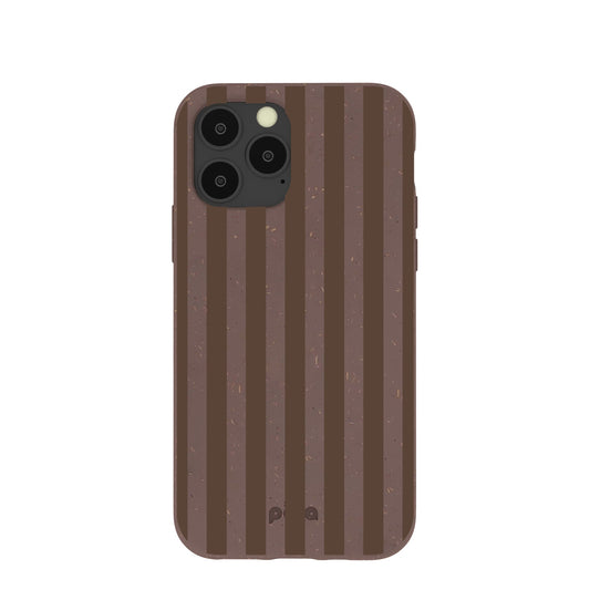 Chocolate Brown Cocoa Stripes iPhone 11 Pro Case